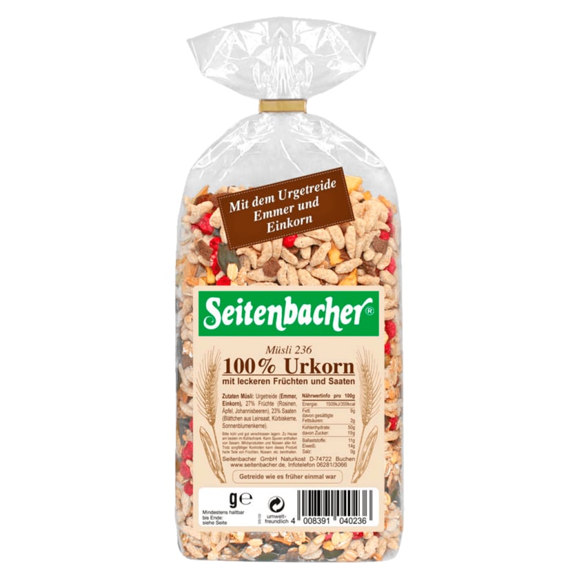 Seitenbacher Müsli 100% Urkorn 750g